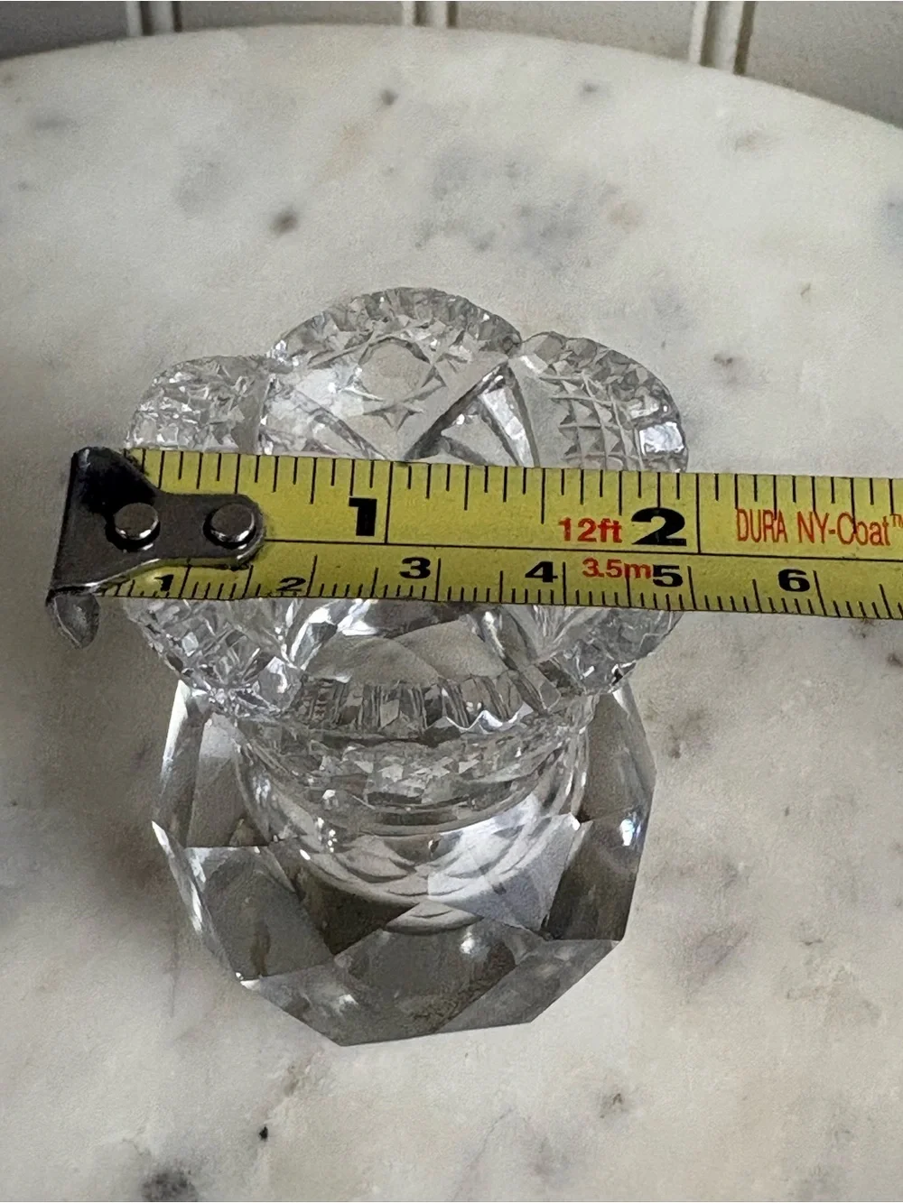 Vintage Diamond Cut Glass Bud Vase/Toothpick Holder VTG Retro Collectible Granny